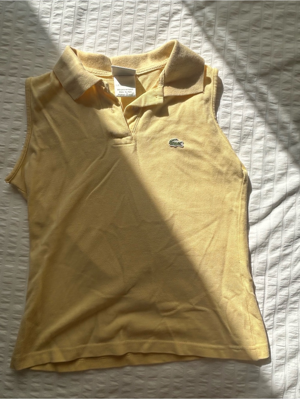 Lacoste Sleeveless Polo Tank Top in Pale Yellow